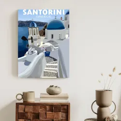 Plakat Typowe Greckie Budynki – Architektura Santorini i Cyklady