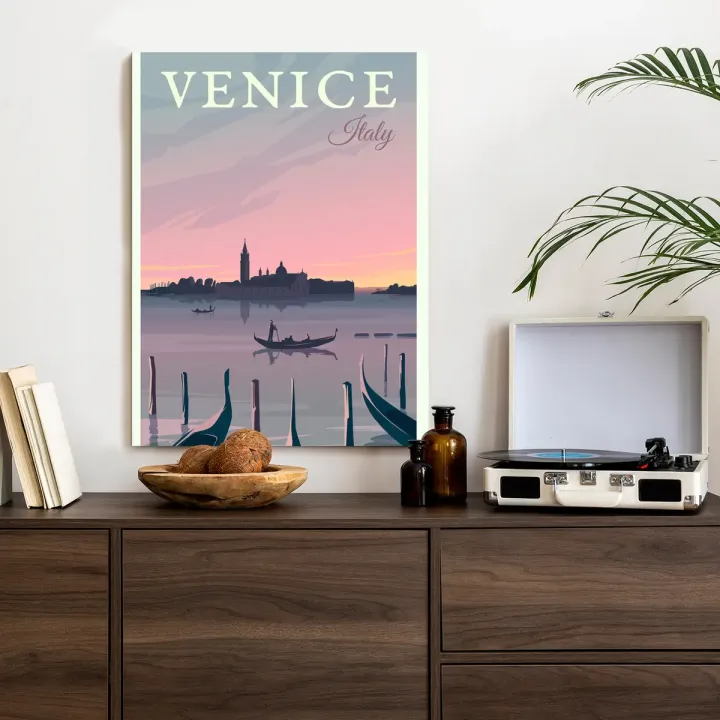 Plakat Zachód Słońca w Wenecji – Gondole i Panorama Miasta