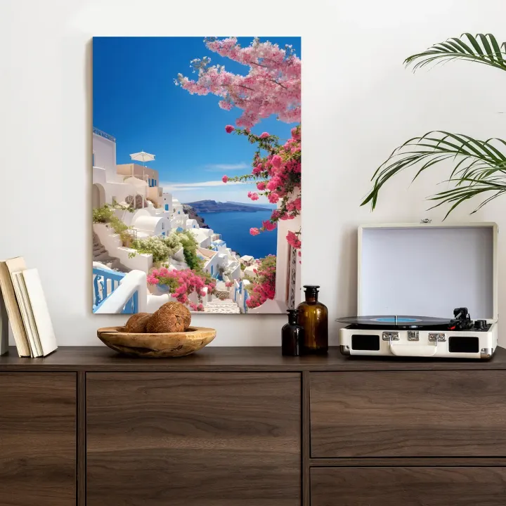 Plakat Santorini – Błękitne Morze i Architektura Cykladzka