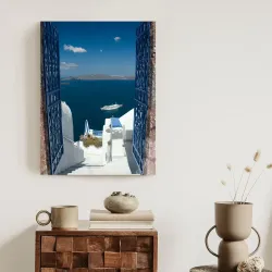 Plakat Santorini – Błękitna Architektura Cyklad nad Morzem Egejskim