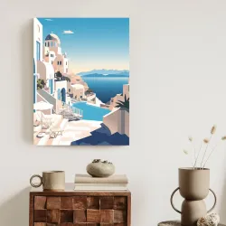 Plakat Grecka Architektura – Santorini i Błękitne Morze Egejskie