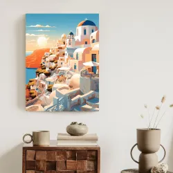 Plakat Zachód Słońca – Santorini i Architektura Grecka