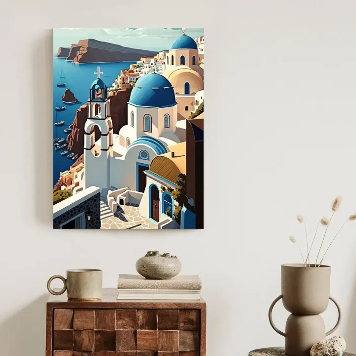 Plakat Architektura Santorini – Widok na Morze Egejskie i Cyklady
