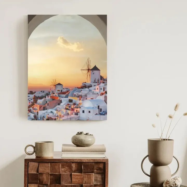 Plakat Oia Na Santorini – Zachód Słońca nad Morzem Egejskim