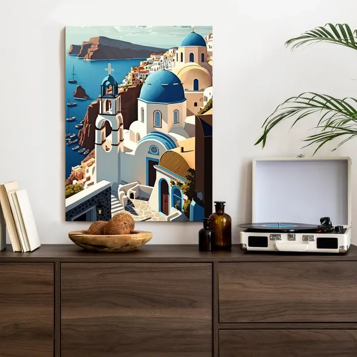 Plakat Architektura Santorini – Widok na Morze Egejskie i Cyklady