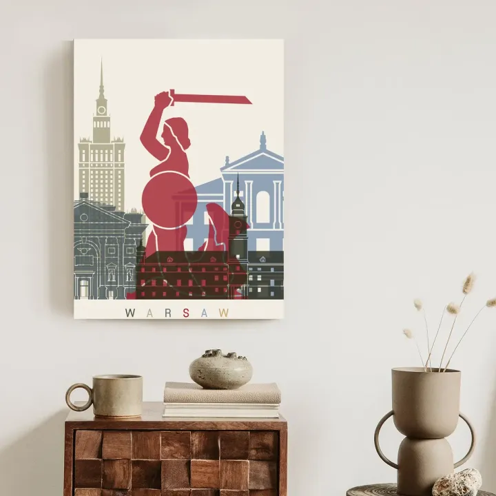 Plakat Kolorowe Sylwetki Architektury – Warszawa i Syrenka Warszawska