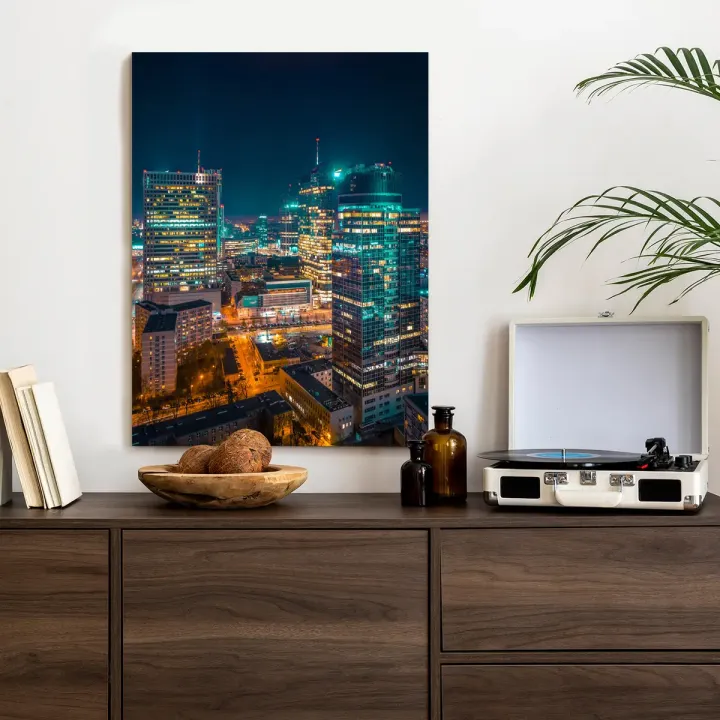 Plakat Warszawa Nocą – Panorama Stolicy z Lotu Ptaka