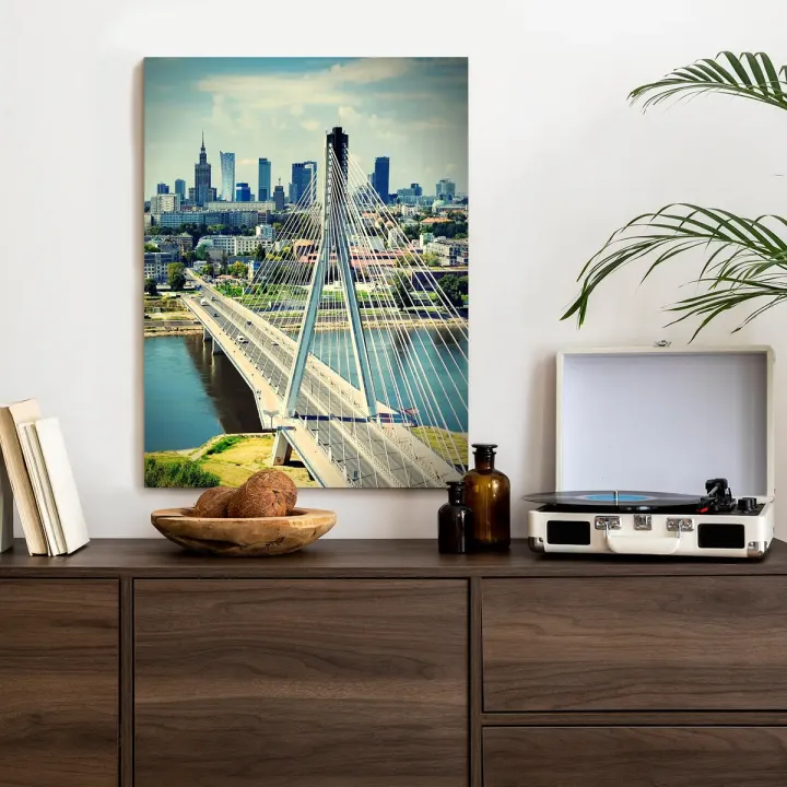 Plakat Most Nad Rzeką Wisła – Panorama Warszawy i Skyline Stolicy