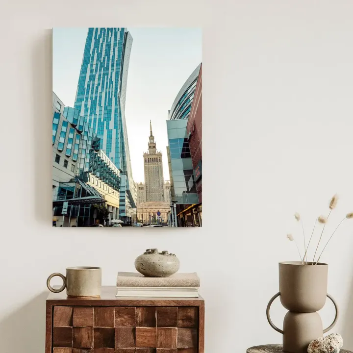 Plakat Widok na Wieżowce – Architektura Warszawy i Pałac Kultury
