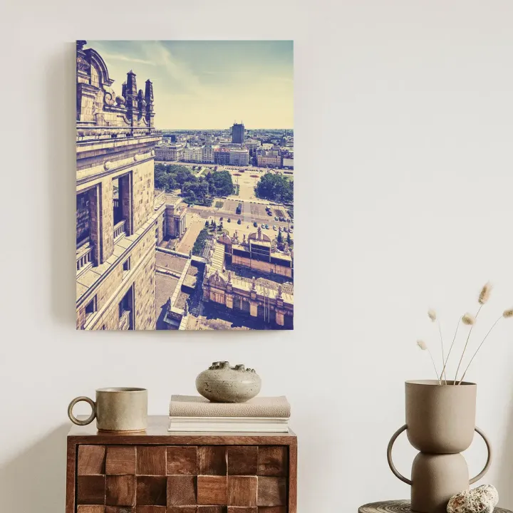 Plakat Warszawa w Stylu Retro – Architektura Stolicy i Plac Publiczny