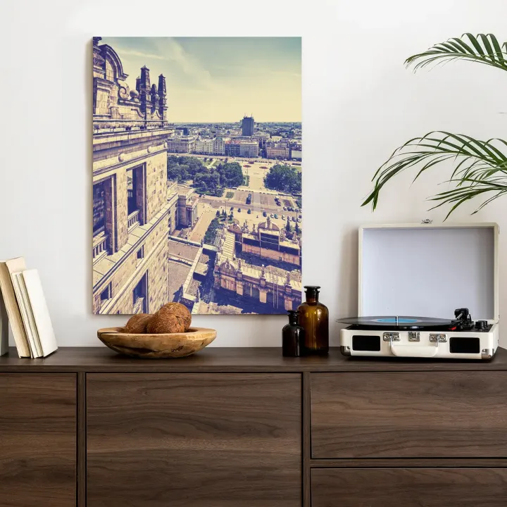 Plakat Warszawa w Stylu Retro – Architektura Stolicy i Plac Publiczny
