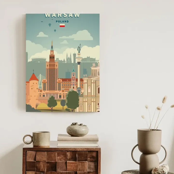 Plakat Ilustracja Architektury – Warszawa Stare Miasto i Zamek Królewski