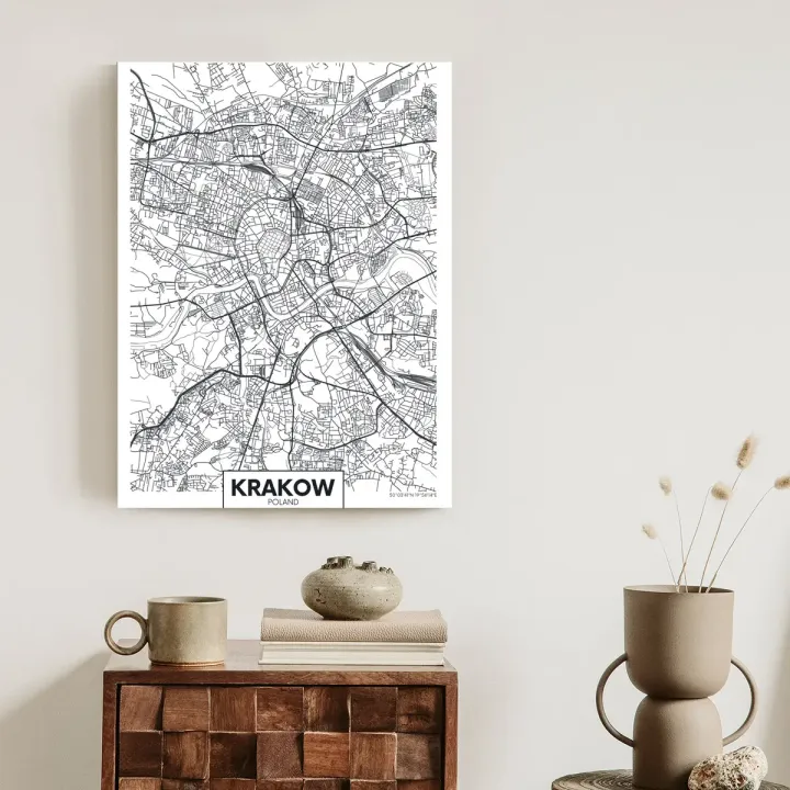 Plakat City Map Krakow – Mapa Starego Miasta i Architektura Miejska