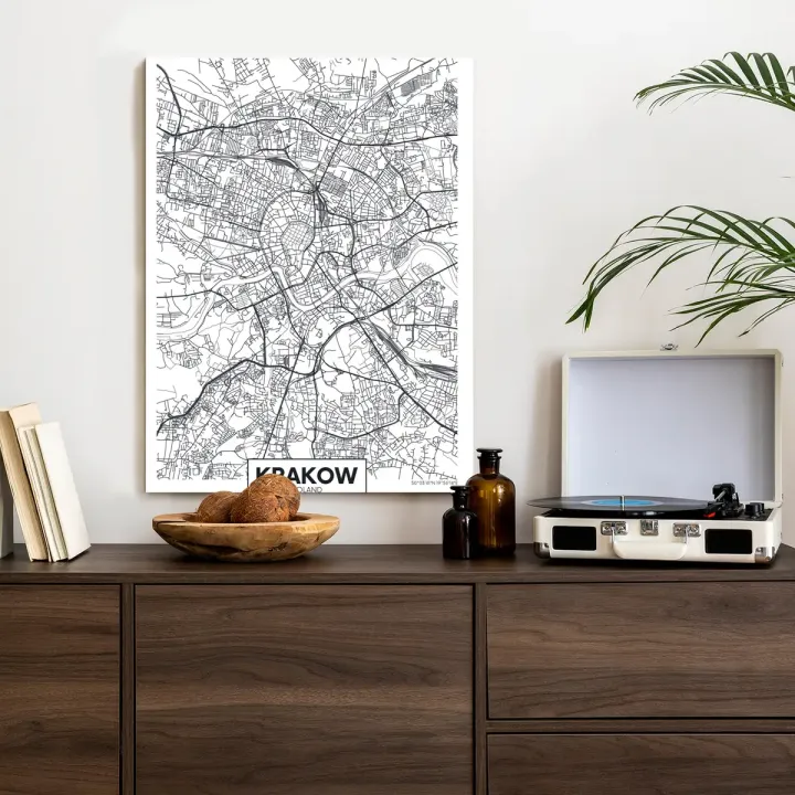 Plakat City Map Krakow – Mapa Starego Miasta i Architektura Miejska