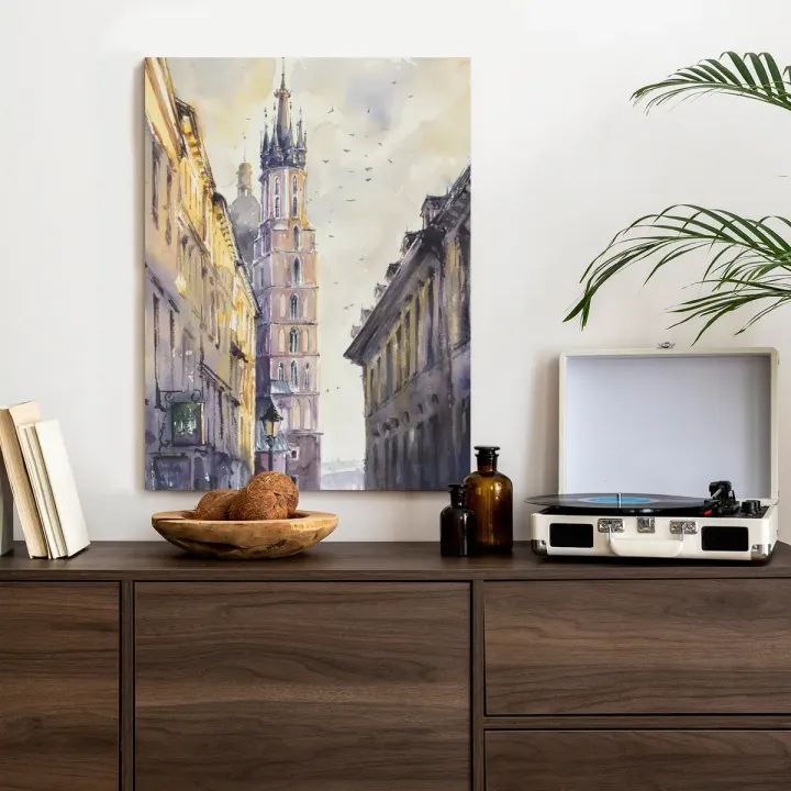 Plakat Akwarela – Kraków Stare Miasto z Kościołem Mariackim