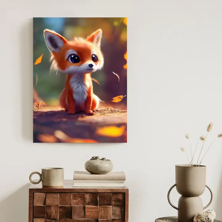 Plakat Lisek w Jesiennym Lesie – Leśne Zwierzęta i Jesienna Natura