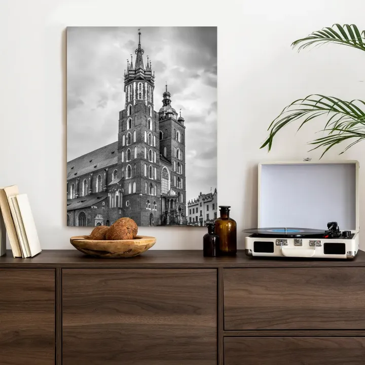 Plakat Czarno-Biała Fotografia – Kościół Mariacki w Krakowie