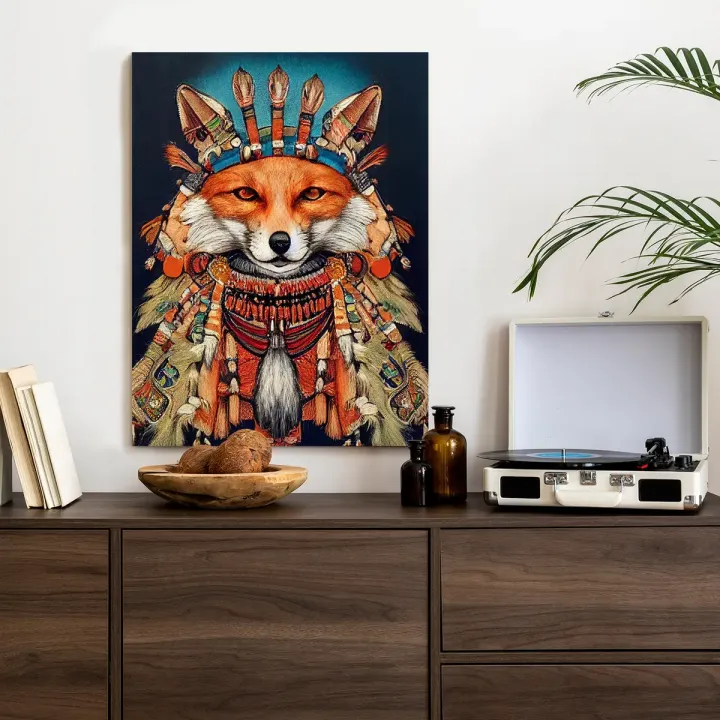 Plakat Etno Portret Lisa – Symbolika Zwierzęca w Sztuce Ludowej