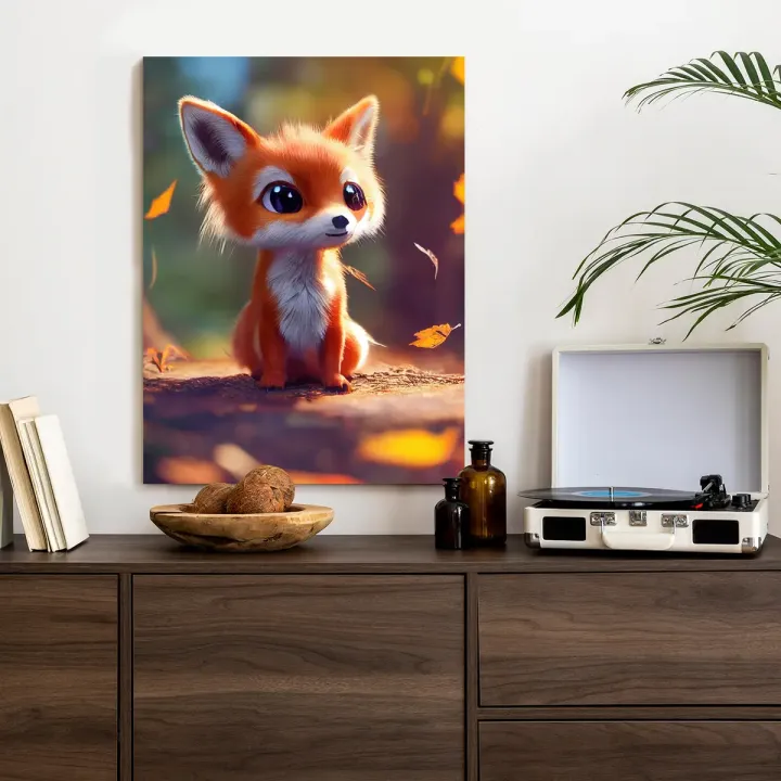 Plakat Lisek w Jesiennym Lesie – Leśne Zwierzęta i Jesienna Natura