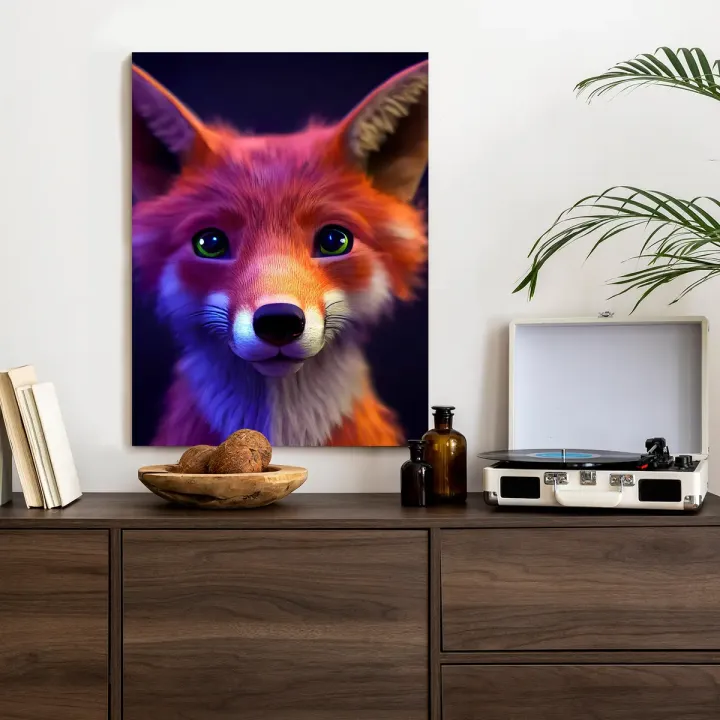 Plakat Animowany Lis – Kreskówkowy Zwierzak Leśny w Stylu Kawaii