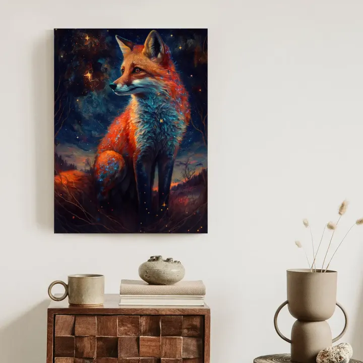Plakat Magiczny Lis – Nocny Las i Gwiazdy