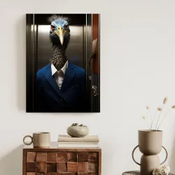 Plakat Ptak w Marynarce – Surrealistyczna Stylizacja Postaci