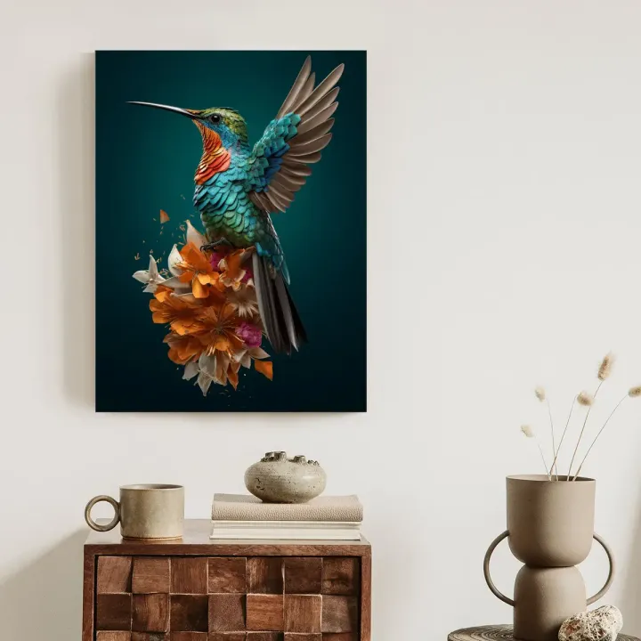 Plakat Koliber – Egzotyczny Ptak w Tropikalnym Ogrodzie
