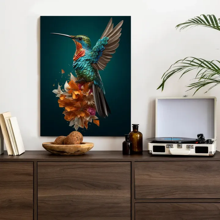 Plakat Koliber – Egzotyczny Ptak w Tropikalnym Ogrodzie