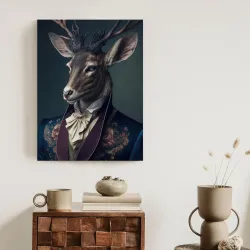 Plakat Jeleń w Eleganckim Stroju – Portret Zwierzęcia w Stylizacji z Krawatem
