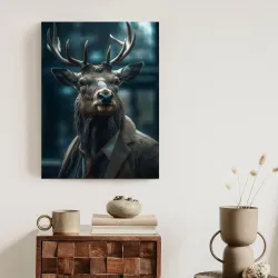 Plakat Jeleń w Garniturze – Portret Zwierzęcy w Surrealistycznym Stylu