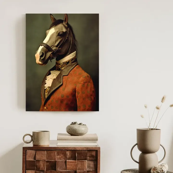 Plakat Koń Na Eleganckim Portrecie Vintage – Styl Retro i Szlachetność