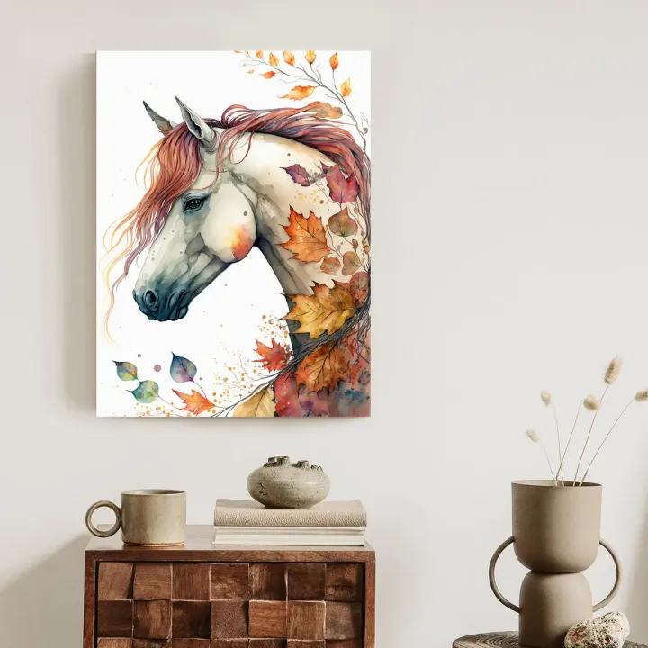Plakat Koń w Galopie – Jesienne Liście i Natura