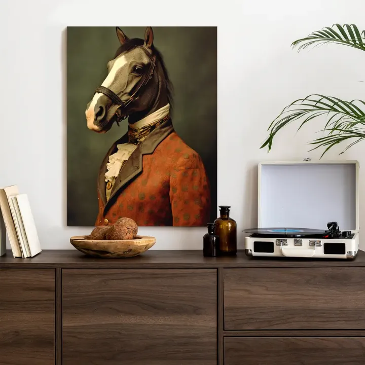 Plakat Koń Na Eleganckim Portrecie Vintage – Styl Retro i Szlachetność