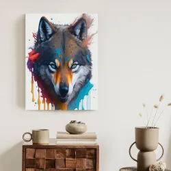 Plakat Portret Wilka – Abstrakcyjna Bestia w Barwnych Plamach