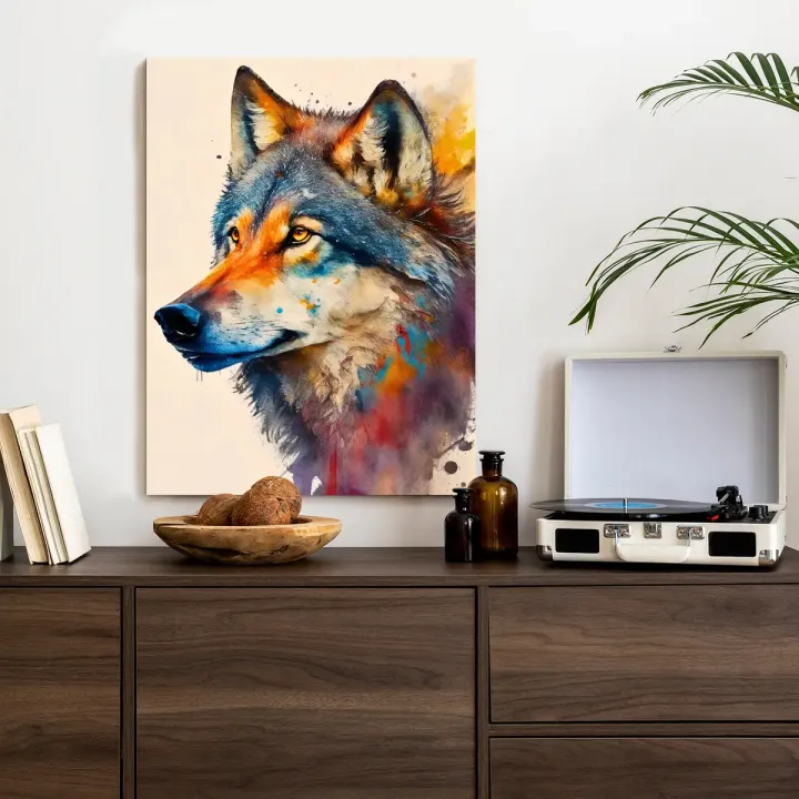 Plakat Portret Wilka – Sztuka Współczesna w Stylu Pop-Art