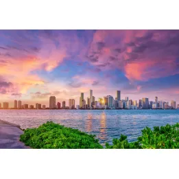 Obraz Wieloczęściowy Miami – Skyline o Zachodzie Słońca