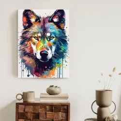 Plakat Wilk w Różnobarwnych Farbach – Abstrakcyjna Sztuka Współczesna