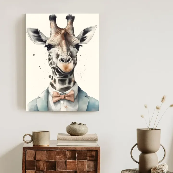 Plakat Żyrafa w Muszce – Elegancki Portret Zwierzęcia Sawanny