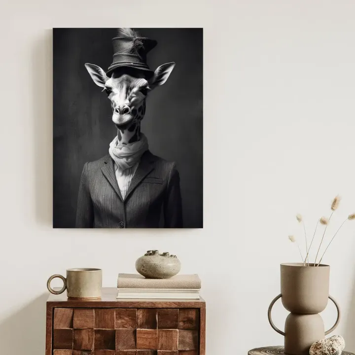 Plakat Elegancka Żyrafa – Portret w Stylu Vintage
