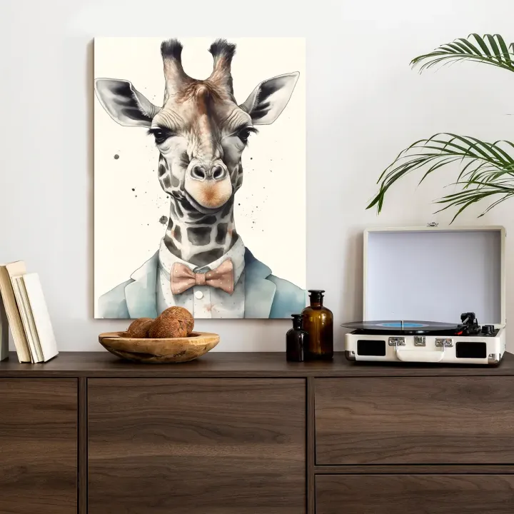 Plakat Żyrafa w Muszce – Elegancki Portret Zwierzęcia Sawanny