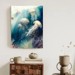 Plakat Akwarelowe Meduzy – Podwodny Świat Głębi Oceanu