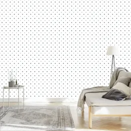 Tapeta Delikatne Szare Kropki – Abstrakcja Geometryczna w Stylu Minimalistycznym