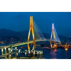 Obraz Most Busan Harbor Bridge – Nocny Krajobraz Portu w Korei Południowej