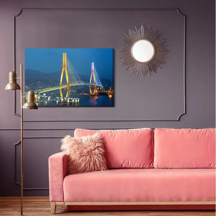 Obraz Most Busan Harbor Bridge – Nocny Krajobraz Portu w Korei Południowej