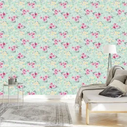 Tapeta Kolorowy Kwiatowy Wzór – Botaniczny Motyw do Wnętrz