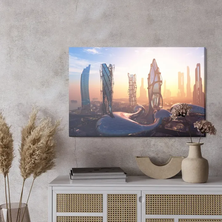 Obraz Modernistyczne Budownictwo – Futurystyczny Skyline Metropolii