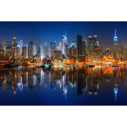 Obraz Manhattan Nocą – Skyline Nowego Jorku i Most Brookliński