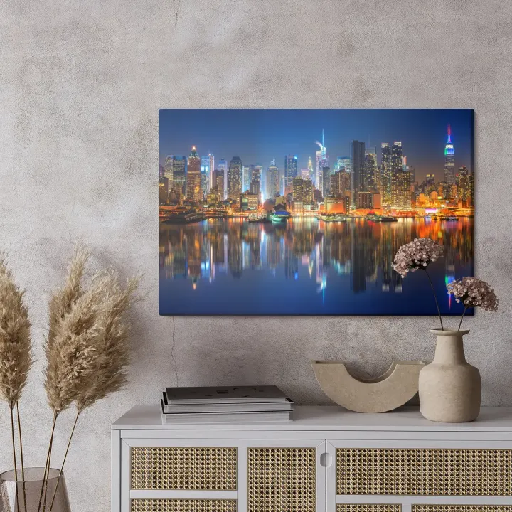 Obraz Manhattan Nocą – Skyline Nowego Jorku i Most Brookliński