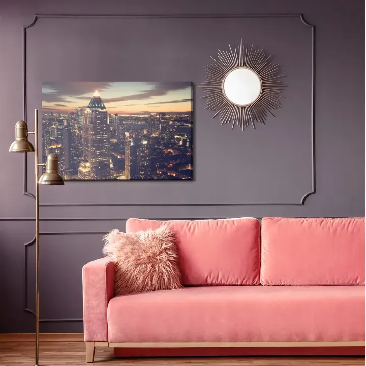 Obraz Nowy Jork Nocą – Skyline Manhattanu i Most Brookliński
