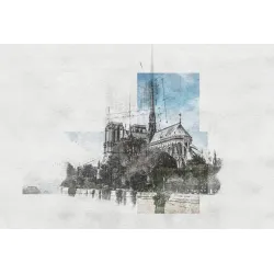 Obraz Katedra Notre Dame – Gotycka Architektura Paryża – Odcienie bieli i szarości